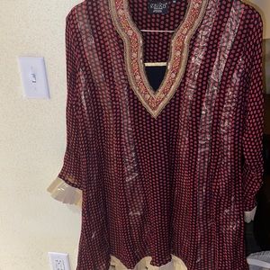 Esika dress Truly Authentic made in India dress red black and gold Indian 46 XXL